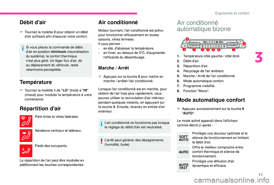 CITROEN BERLINGO VAN 2019 Notices Demploi (in French) 71
Débit d'air
Si vous placez la commande de débit
d'air en position minimum (neutralisation
du système), le confort thermique
n'est plus géré. Un léger flux d'air, dû
au dà CITROEN BERLINGO VAN 2019 Notices Demploi (in French) 71
Débit d'air
Si vous placez la commande de débit
d'air en position minimum (neutralisation
du système), le confort thermique
n'est plus géré. Un léger flux d'air, dû
au dÃ