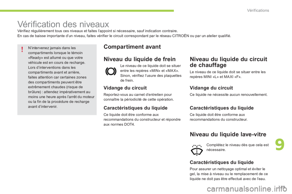 CITROEN C-ZERO 2014 Notices Demploi (in French) 9
Vér if ic ations
119
Vér ifi cation des niveaux
Vér ifiez régulièrement tous ces niveaux et faites l’appoint si nécessaire, sauf indi CITROEN C-ZERO 2014 Notices Demploi (in French) 9
Vér if ic ations
119
Vér ifi cation des niveaux
Vér ifiez régulièrement tous ces niveaux et faites l’appoint si nécessaire, sauf indi