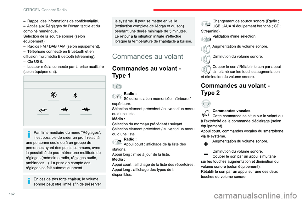 CITROEN C3 2020 Notices Demploi (in French) 162
CITROËN Connect Radio
– Rappel des informations de confidentialité.– Accès aux Réglages de l’écran tactile et du combiné numérique.
Sélection de la source sonore (selon
équipement) CITROEN C3 2020 Notices Demploi (in French) 162
CITROËN Connect Radio
– Rappel des informations de confidentialité.– Accès aux Réglages de l’écran tactile et du combiné numérique.
Sélection de la source sonore (selon
équipement)