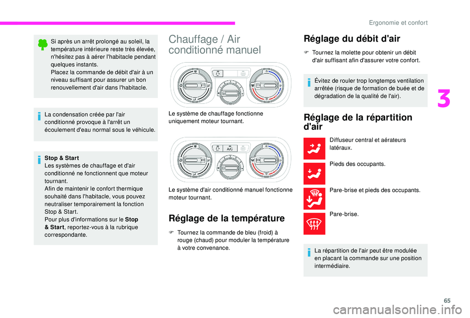 CITROEN C3 2019 Notices Demploi (in French) 65
Si après un arrêt prolongé au soleil, la
température intérieure reste très élevée,
n'hésitez pas à aérer l'habitacle pendant
quelques instants.
Placez la commande de débit d& CITROEN C3 2019 Notices Demploi (in French) 65
Si après un arrêt prolongé au soleil, la
température intérieure reste très élevée,
n'hésitez pas à aérer l'habitacle pendant
quelques instants.
Placez la commande de débit d&
