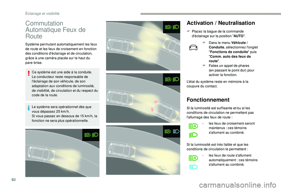 CITROEN C3 2019 Notices Demploi (in French) 82
Commutation
Automatique Feux de
Route
Système permutant automatiquement les feux
de route et les feux de croisement en fonction
des conditions d'éclairage et de circulation,
grâce à un CITROEN C3 2019 Notices Demploi (in French) 82
Commutation
Automatique Feux de
Route
Système permutant automatiquement les feux
de route et les feux de croisement en fonction
des conditions d'éclairage et de circulation,
grâce à un