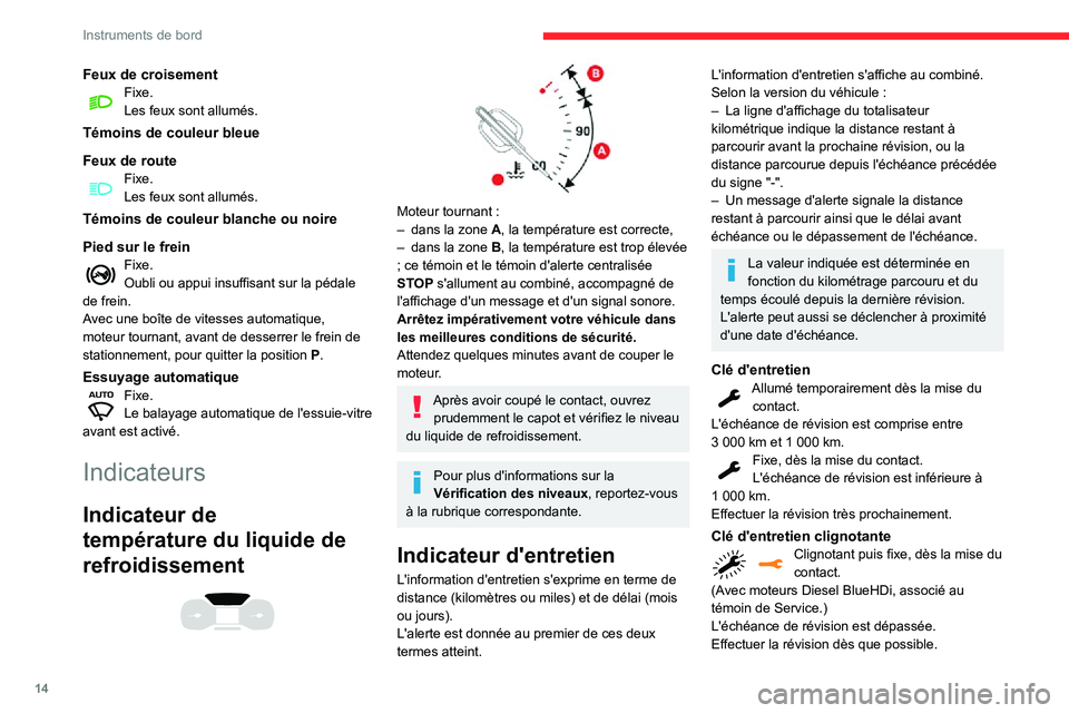 CITROEN C3 AIRCROSS 2021  Notices Demploi (in French) 14
Instruments de bord
Feux de croisementFixe.Les feux sont allumés.
Témoins de couleur bleue
Feux de route
Fixe.Les feux sont allumés.
Témoins de couleur blanche ou noire
Pied sur le frein
Fixe.O
