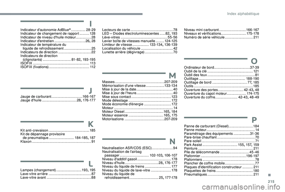 CITROEN C3 AIRCROSS 2019 Notices Demploi (in French) 215
Masses ................................................... 207-209
Mémorisation d'une vitesse ...................13 3 -13 4
Mise à jour de la date
...................................... 4 CITROEN C3 AIRCROSS 2019 Notices Demploi (in French) 215
Masses ................................................... 207-209
Mémorisation d'une vitesse ...................13 3 -13 4
Mise à jour de la date
...................................... 4