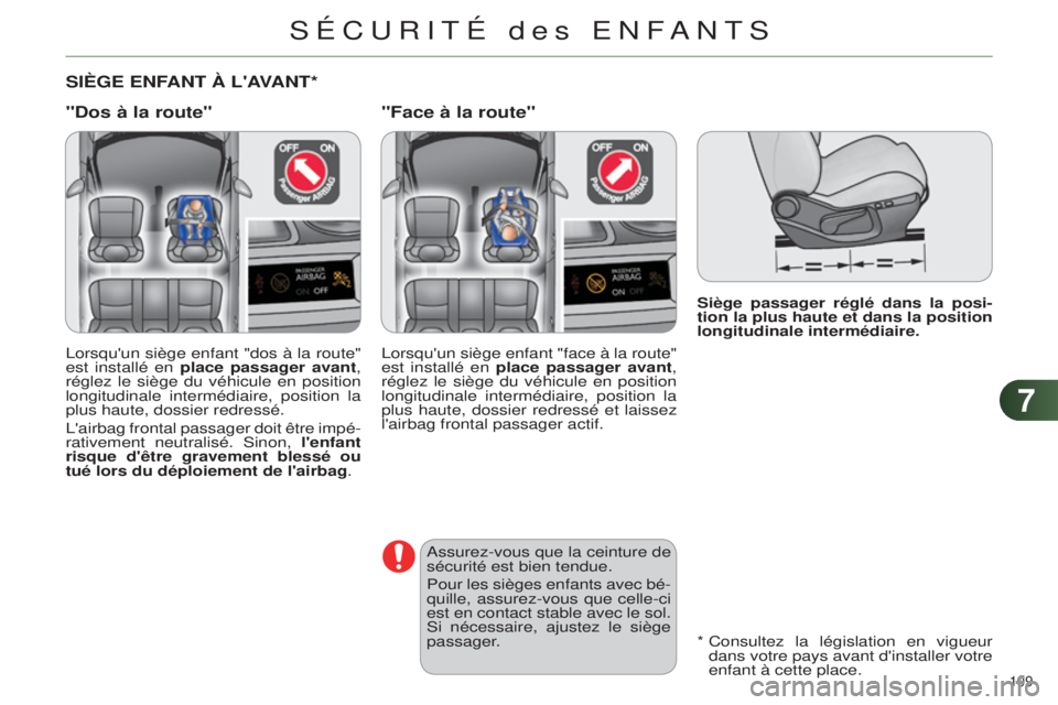 CITROEN C4 2014 Notices Demploi (in French) 77
109
Siège passager réglé dans la posi-
tion la plus haute et dans la position
longitudinale intermédiaire.
SIèGE ENFANT à L'AVANT*
"Dos à la route" "Face à la route"
l CITROEN C4 2014 Notices Demploi (in French) 77
109
Siège passager réglé dans la posi-
tion la plus haute et dans la position
longitudinale intermédiaire.
SIèGE ENFANT à L'AVANT*
"Dos à la route" "Face à la route"
l