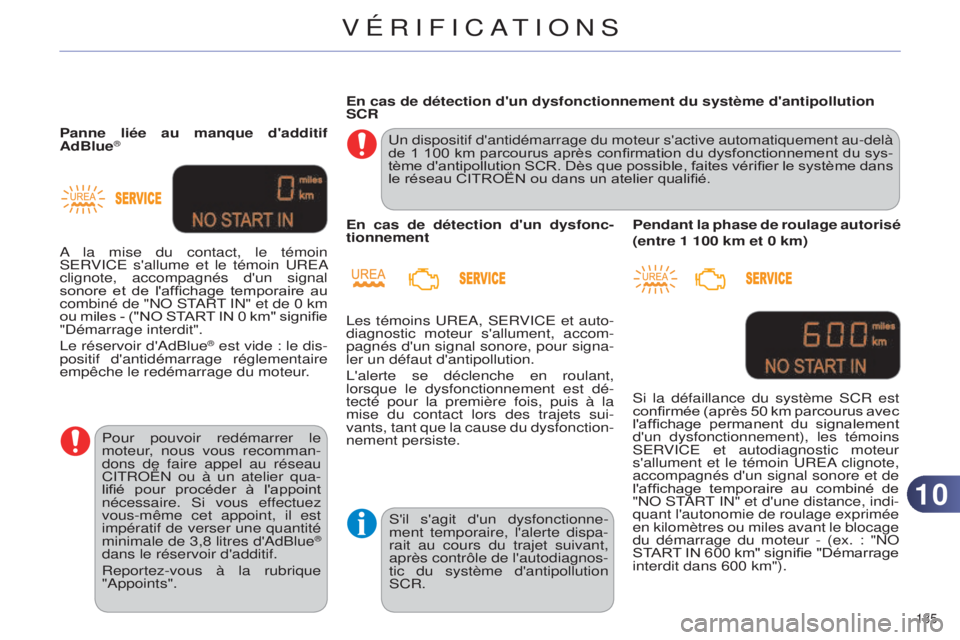 CITROEN C4 2014 Notices Demploi (in French) 1010
185
Panne liée au manque d'additif
AdBlue®
Pour pouvoir redémarrer le
moteur, nous vous recomman-
dons de faire appel au réseau
Cit R o Ë n ou à un atelier qua-
lifié pour procà CITROEN C4 2014 Notices Demploi (in French) 1010
185
Panne liée au manque d'additif
AdBlue®
Pour pouvoir redémarrer le
moteur, nous vous recomman-
dons de faire appel au réseau
Cit R o Ë n ou à un atelier qua-
lifié pour procÃ