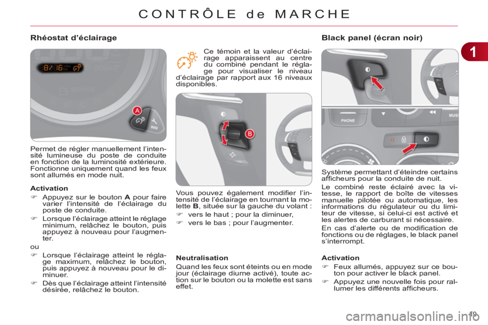 CITROEN C4 2013 Notices Demploi (in French) 1
CONTRÔLE de MARCHE
49
Système permettant d’éteindre certains
affi cheurs pour la conduite de nuit.
Le combiné reste éclairé avec la vi-
tesse, le rapport de boîte de vitesses
manue CITROEN C4 2013 Notices Demploi (in French) 1
CONTRÔLE de MARCHE
49
Système permettant d’éteindre certains
affi cheurs pour la conduite de nuit.
Le combiné reste éclairé avec la vi-
tesse, le rapport de boîte de vitesses
manue