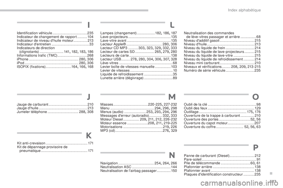 CITROEN C4 AIRCROSS 2016 Notices Demploi (in French) 337
identification véhicule ...................................235in
dicateur de changement de rapport ..........104
i
ndicateur de niveau d'huile moteur ..............213
i
ndicateur d'e CITROEN C4 AIRCROSS 2016 Notices Demploi (in French) 337
identification véhicule ...................................235in
dicateur de changement de rapport ..........104
i
ndicateur de niveau d'huile moteur ..............213
i
ndicateur d'e