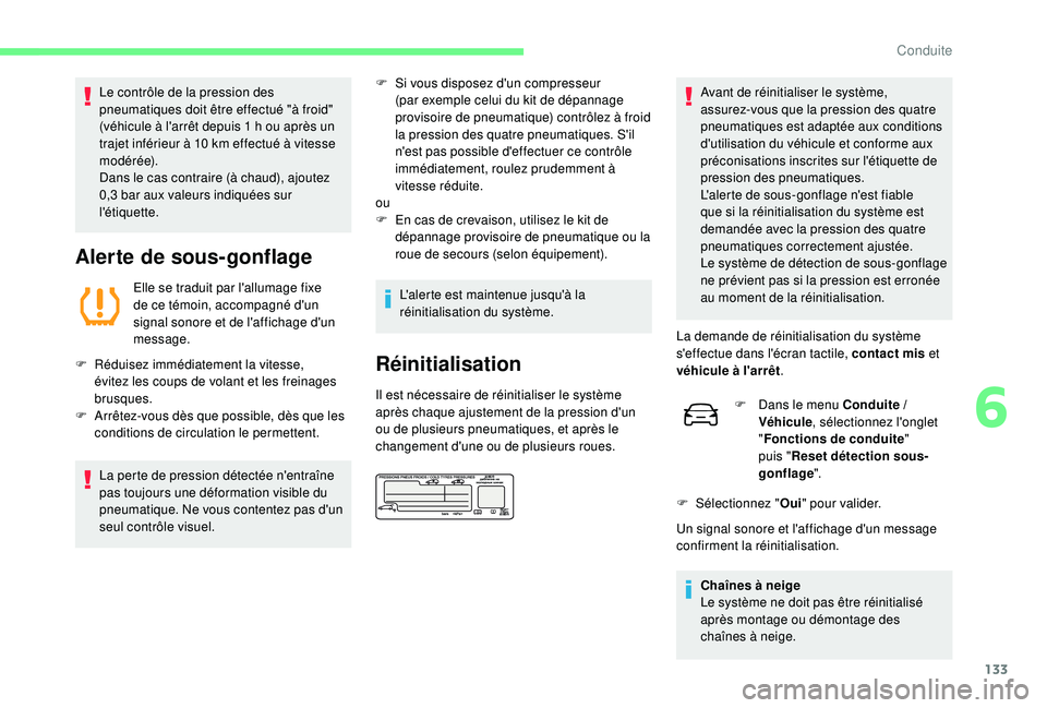 CITROEN C4CACTUS 2019 Notices Demploi (in French) 133
Le contrôle de la pression des
pneumatiques doit être effectué "à froid"
(véhicule à l'arrêt depuis 1 h ou après un
trajet inférieur à 10 km effectué à vitesse
modéré CITROEN C4CACTUS 2019 Notices Demploi (in French) 133
Le contrôle de la pression des
pneumatiques doit être effectué "à froid"
(véhicule à l'arrêt depuis 1 h ou après un
trajet inférieur à 10 km effectué à vitesse
modéré