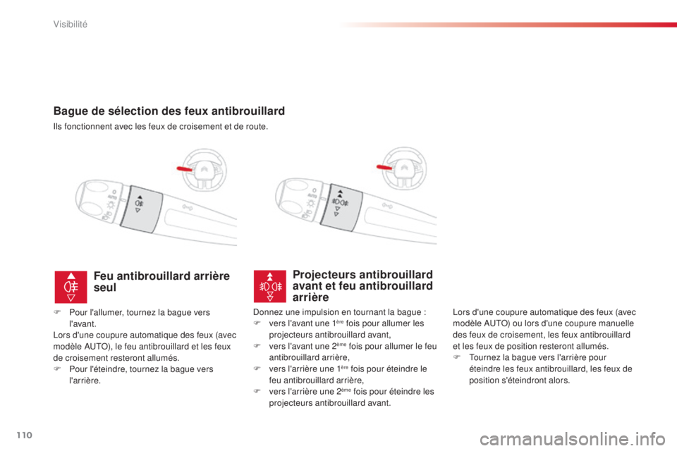 CITROEN C4CACTUS 2015 Notices Demploi (in French) 110
Bague de sélection des feux antibrouillard
ils fonctionnent avec les feux de croisement et de route.
Projecteurs antibrouillard
avant et feu antibrouillard
arrière
lors d'une coupure autom CITROEN C4CACTUS 2015 Notices Demploi (in French) 110
Bague de sélection des feux antibrouillard
ils fonctionnent avec les feux de croisement et de route.
Projecteurs antibrouillard
avant et feu antibrouillard
arrière
lors d'une coupure autom