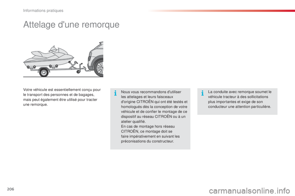 CITROEN C4CACTUS 2015 Notices Demploi (in French) 206
attelage d'une remorque
nous vous recommandons d'utiliser
les attelages et leurs faisceaux
d'origine C
i
t
RoËn
qui ont été testés et
homologués dès la conception de votre
CITROEN C4CACTUS 2015 Notices Demploi (in French) 206
attelage d'une remorque
nous vous recommandons d'utiliser
les attelages et leurs faisceaux
d'origine C
i
t
RoËn
qui ont été testés et
homologués dès la conception de votre