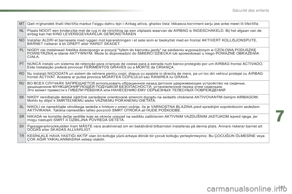 CITROEN C5 2016 Notices Demploi (in French) MtQatt m’ghandek thalli tifel/tifla marbut f’siggu dahru lejn l-airbag attiva, ghaliex tista’ tikkawza korriment serju jew anke mewt lit-tifel/tifla
nlPlaats nooit een kinderzitje met de rug in CITROEN C5 2016 Notices Demploi (in French) MtQatt m’ghandek thalli tifel/tifla marbut f’siggu dahru lejn l-airbag attiva, ghaliex tista’ tikkawza korriment serju jew anke mewt lit-tifel/tifla
nlPlaats nooit een kinderzitje met de rug in