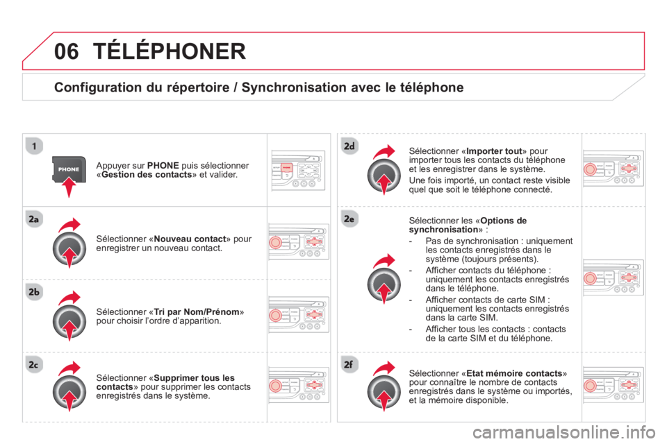 CITROEN DS3 2014 Notices Demploi (in French) 06TÉLÉPHONER
Configuration du répertoire / Synchronisation avec le téléphone
Appuyer sur PHONEpuis sélectionner «
Gestion des contacts» et valider.
Sélectionner «Nouveau con CITROEN DS3 2014 Notices Demploi (in French) 06TÉLÉPHONER
Configuration du répertoire / Synchronisation avec le téléphone
Appuyer sur PHONEpuis sélectionner «
Gestion des contacts» et valider.
Sélectionner «Nouveau con