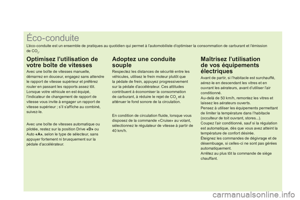 CITROEN DS3 2013  Notices Demploi (in French)    
 
 
 
 
 
 
 
 
 
 
 
 
 
 
 
 
 
 
 
 
 
 
 
 
 
 
 
 
 
 
 
 
 
 
 
 
 
 
 
 
 
 
 
 
 
 
Éco-conduite 
L’éco-conduite est un ensemble de pratiques au quotidien qui permet à l’automobilis