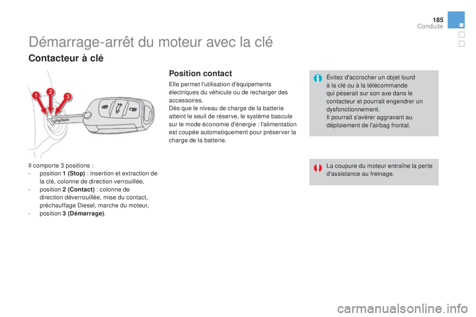 CITROEN DS4 2015 Notices Demploi (in French) 185
Évitez d'accrocher un objet lourd
à la clé ou à la télécommande
qui pèserait sur son axe dans le
contacteur et pourrait engendrer un
dysfonctionnement.
Il pourrait s’avérer aggra CITROEN DS4 2015 Notices Demploi (in French) 185
Évitez d'accrocher un objet lourd
à la clé ou à la télécommande
qui pèserait sur son axe dans le
contacteur et pourrait engendrer un
dysfonctionnement.
Il pourrait s’avérer aggra