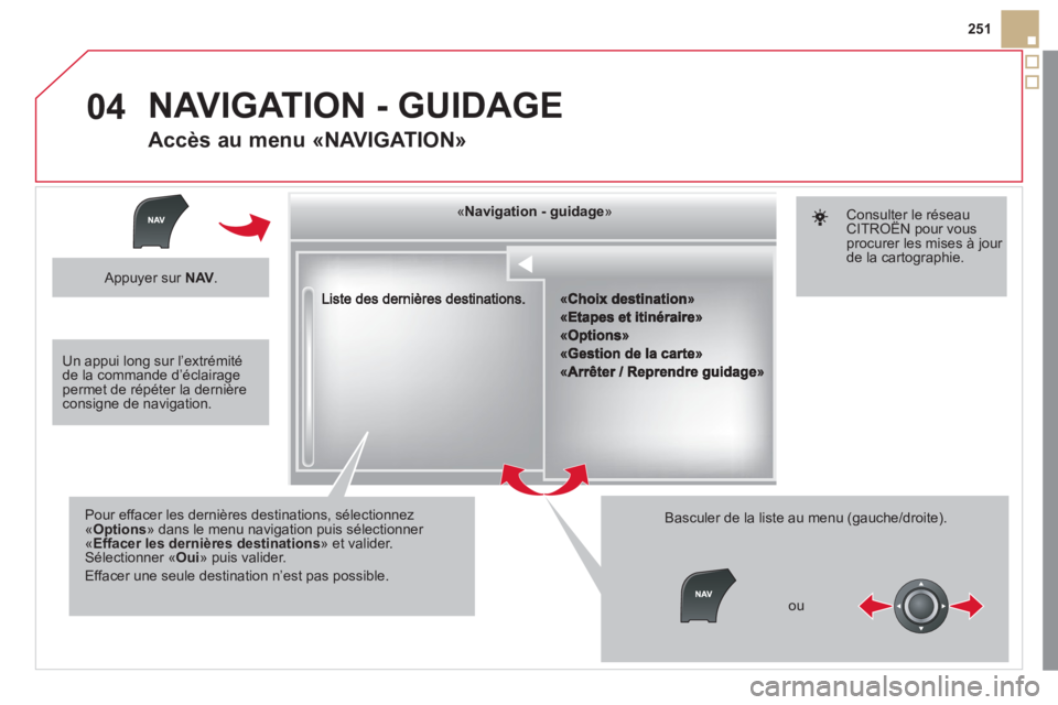 CITROEN DS5 2012  Notices Demploi (in French) 04
251
««««««««««««gggggggggggggggNavigation  guidageNavigation guidageNavigation guidageNavigation guidageNavigation guidageNavigation - guidageNavigation - guidageNavigation - guidageNav