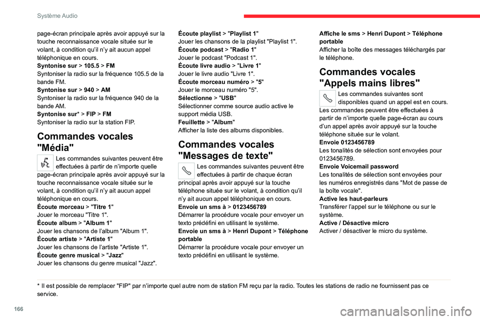 CITROEN JUMPER 2020 Notices Demploi (in French) 166
Système Audio
page-écran principale après avoir appuyé sur la
touche reconnaissance vocale située sur le
volant, à condition qu’il n’y ait aucun appel
téléphonique en cours.
Syntoni CITROEN JUMPER 2020 Notices Demploi (in French) 166
Système Audio
page-écran principale après avoir appuyé sur la
touche reconnaissance vocale située sur le
volant, à condition qu’il n’y ait aucun appel
téléphonique en cours.
Syntoni