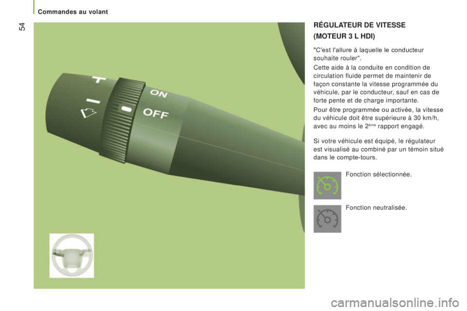 CITROEN JUMPER 2017 Notices Demploi (in French) 54
Commandes au volant
RéGuLaTeu R D e VIT e SS e
( mOT eu R 3 L
HD
I )
"C'est l'allure à laquelle le conducteur
souhaite rouler".
Cette aide à la conduite en condition de CITROEN JUMPER 2017 Notices Demploi (in French) 54
Commandes au volant
RéGuLaTeu R D e VIT e SS e
( mOT eu R 3 L
HD
I )
"C'est l'allure à laquelle le conducteur
souhaite rouler".
Cette aide à la conduite en condition de