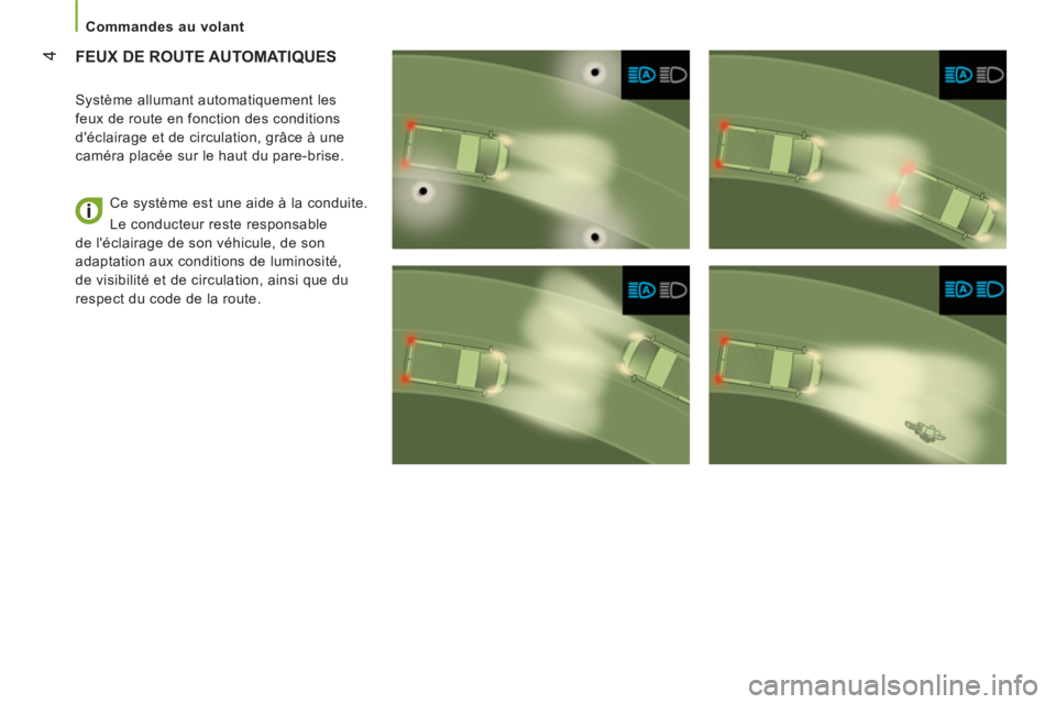 CITROEN JUMPER 2016 Notices Demploi (in French) 4
Commandes au volant
FEUX DE ROUTE AUTOMATIQUES
Système allumant automatiquement les
feux de route en fonction des conditions
déclairage et de circulation, grâce à un CITROEN JUMPER 2016 Notices Demploi (in French) 4
Commandes au volant
FEUX DE ROUTE AUTOMATIQUES
Système allumant automatiquement les
feux de route en fonction des conditions
déclairage et de circulation, grâce à un