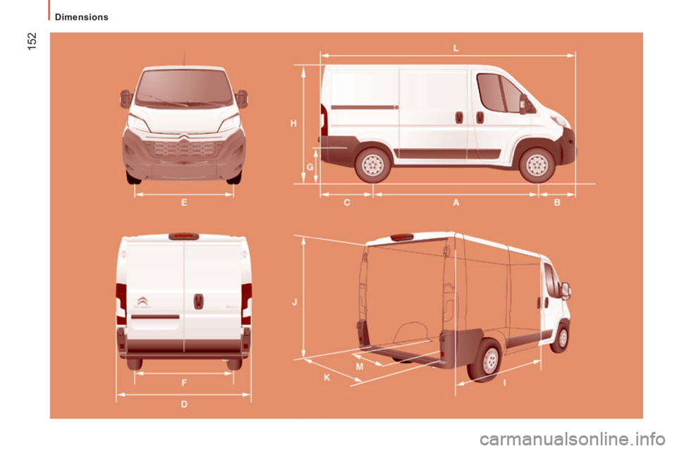 CITROEN JUMPER 2015  Notices Demploi (in French)  152
   Dimensions    