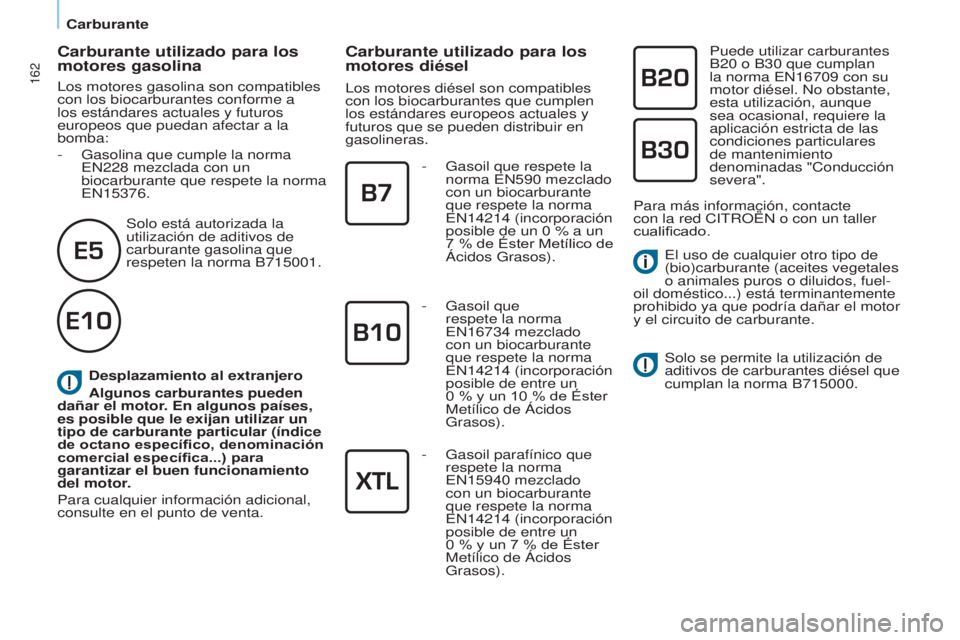 CITROEN BERLINGO MULTISPACE 2017 Manuales de Empleo (in Spanish) 162
Berlingo2VP_es_Chap07_Verification_ed02-2016Berlingo2VP_es_Chap07_Verification_ed02-2016
Desplazamiento al extranjero
Algunos carburantes pueden
dañar el motor. En algunos países,
es posible q CITROEN BERLINGO MULTISPACE 2017 Manuales de Empleo (in Spanish) 162
Berlingo2VP_es_Chap07_Verification_ed02-2016Berlingo2VP_es_Chap07_Verification_ed02-2016
Desplazamiento al extranjero
Algunos carburantes pueden
dañar el motor. En algunos países,
es posible q