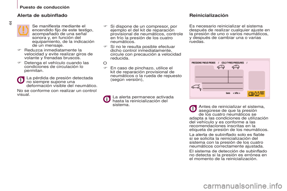 CITROEN BERLINGO MULTISPACE 2017 Manuales de Empleo (in Spanish) 44
Berlingo2VP_es_Chap03_Pret-a-partir_ed02-2016
Puesto de conducción
Berlingo2VP_es_Chap03_Pret-a-partir_ed02-2016
Alerta de subinflado
Se manifiesta mediante el
encendido fijo de este testigo,
a CITROEN BERLINGO MULTISPACE 2017 Manuales de Empleo (in Spanish) 44
Berlingo2VP_es_Chap03_Pret-a-partir_ed02-2016
Puesto de conducción
Berlingo2VP_es_Chap03_Pret-a-partir_ed02-2016
Alerta de subinflado
Se manifiesta mediante el
encendido fijo de este testigo,
a