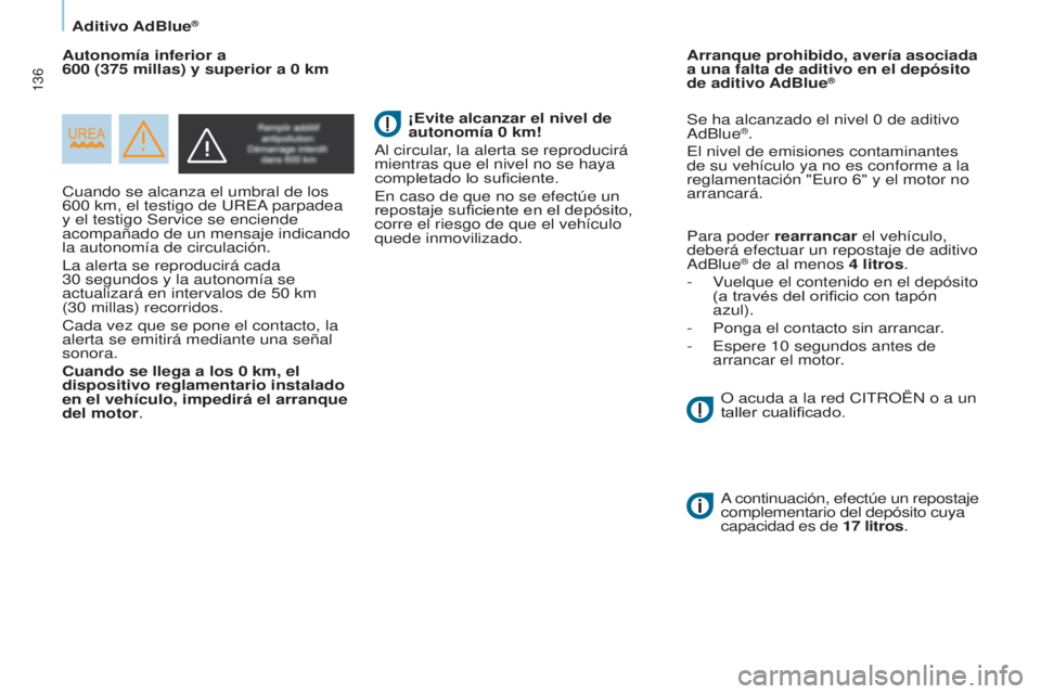 CITROEN BERLINGO ELECTRIC 2017 Manuales de Empleo (in Spanish) 136
Berlingo-2-VU_es_Chap07_Verification_ed01-2015Berlingo-2-VU_es_Chap07_Verification_ed01-2015
cuando se alcanza el umbral de los
600 km, el testigo de u R ea parpadea
y el testigo Service se e CITROEN BERLINGO ELECTRIC 2017 Manuales de Empleo (in Spanish) 136
Berlingo-2-VU_es_Chap07_Verification_ed01-2015Berlingo-2-VU_es_Chap07_Verification_ed01-2015
cuando se alcanza el umbral de los
600 km, el testigo de u R ea parpadea
y el testigo Service se e