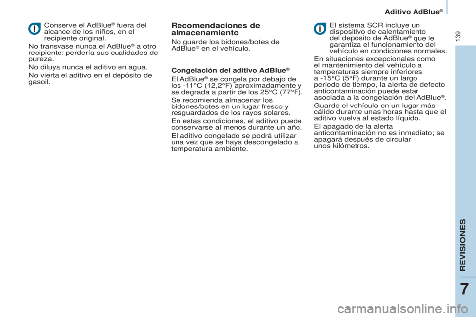 CITROEN BERLINGO ELECTRIC 2017 Manuales de Empleo (in Spanish) 139
Berlingo-2-VU_es_Chap07_Verification_ed01-2015Berlingo-2-VU_es_Chap07_Verification_ed01-2015
conserve el adBlue® fuera del
alcance de los niños, en el
recipiente original.
n
o transvase nunc CITROEN BERLINGO ELECTRIC 2017 Manuales de Empleo (in Spanish) 139
Berlingo-2-VU_es_Chap07_Verification_ed01-2015Berlingo-2-VU_es_Chap07_Verification_ed01-2015
conserve el adBlue® fuera del
alcance de los niños, en el
recipiente original.
n
o transvase nunc