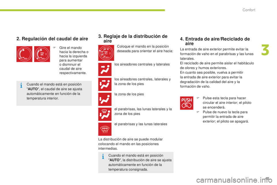 CITROEN C-ZERO 2016 Manuales de Empleo (in Spanish) 43
c-zero_es_c hap03_confort_ed01-2014
4. Entrada de aire/Reciclado de
aire
la entrada de aire exterior permite evitar la
formación de vaho en el parabrisas y las lunas
laterales.
el r
eciclado CITROEN C-ZERO 2016 Manuales de Empleo (in Spanish) 43
c-zero_es_c hap03_confort_ed01-2014
4. Entrada de aire/Reciclado de
aire
la entrada de aire exterior permite evitar la
formación de vaho en el parabrisas y las lunas
laterales.
el r
eciclado