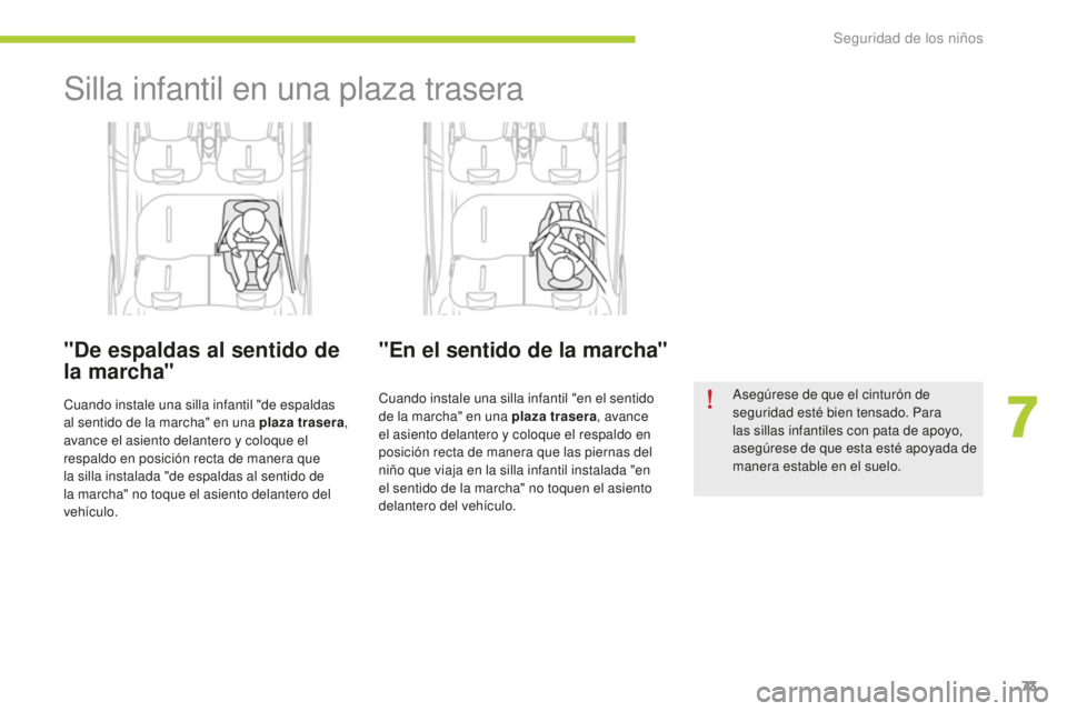 CITROEN C-ZERO 2016 Manuales de Empleo (in Spanish) 73
c-zero_es_ chap07_securite-enfants_ed01-2014
Silla infantil en una plaza trasera
"De espaldas al sentido de
la marcha"
cuando instale una silla infantil "de espaldas
al sentido de la CITROEN C-ZERO 2016 Manuales de Empleo (in Spanish) 73
c-zero_es_ chap07_securite-enfants_ed01-2014
Silla infantil en una plaza trasera
"De espaldas al sentido de
la marcha"
cuando instale una silla infantil "de espaldas
al sentido de la