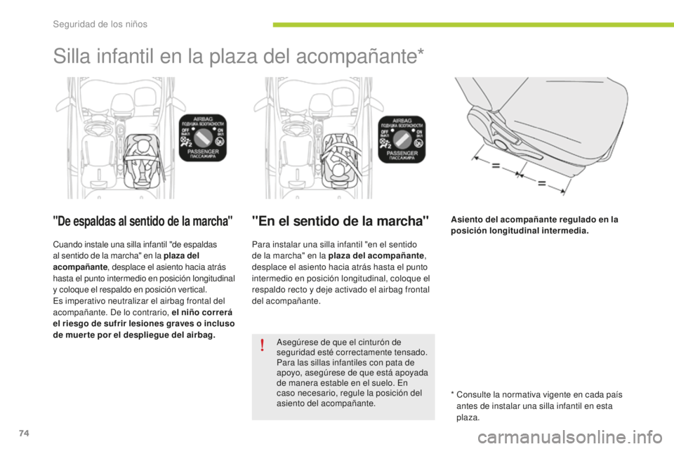 CITROEN C-ZERO 2016 Manuales de Empleo (in Spanish) 74
c-zero_es_ chap07_securite-enfants_ed01-2014
Silla infantil en la plaza del acompañante*
"De espaldas al sentido de la marcha"
cuando instale una silla infantil "de espaldas
al sentid CITROEN C-ZERO 2016 Manuales de Empleo (in Spanish) 74
c-zero_es_ chap07_securite-enfants_ed01-2014
Silla infantil en la plaza del acompañante*
"De espaldas al sentido de la marcha"
cuando instale una silla infantil "de espaldas
al sentid