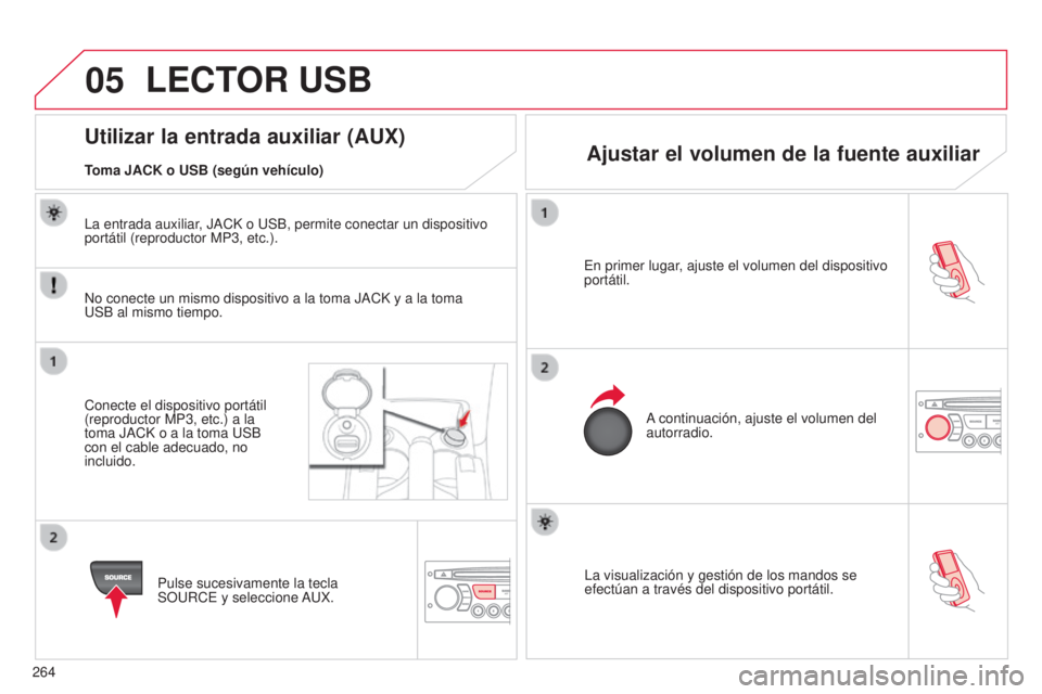 CITROEN C3 PICASSO 2015  Manuales de Empleo (in Spanish) 05
264
C3Picasso_es_Chap13c_Rd45_ed01_2014
la visualización y gestión de los mandos se 
efectúan a través del dispositivo portátil.
e
 n primer lugar, ajuste el volumen del dispositivo 
portátil CITROEN C3 PICASSO 2015  Manuales de Empleo (in Spanish) 05
264
C3Picasso_es_Chap13c_Rd45_ed01_2014
la visualización y gestión de los mandos se 
efectúan a través del dispositivo portátil.
e
 n primer lugar, ajuste el volumen del dispositivo 
portátil