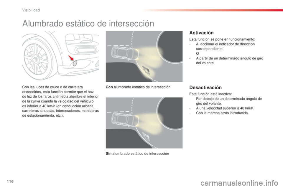 CITROEN C4 CACTUS 2015 Manuales de Empleo (in Spanish) 116
C4_cactus_es_Chap06_visibilite_ed02-2014
alumbrado estático de intersección
Con las luces de cruce o de carretera
encendidas, esta función permite que el haz
de luz de los faros antiniebla al CITROEN C4 CACTUS 2015 Manuales de Empleo (in Spanish) 116
C4_cactus_es_Chap06_visibilite_ed02-2014
alumbrado estático de intersección
Con las luces de cruce o de carretera
encendidas, esta función permite que el haz
de luz de los faros antiniebla al