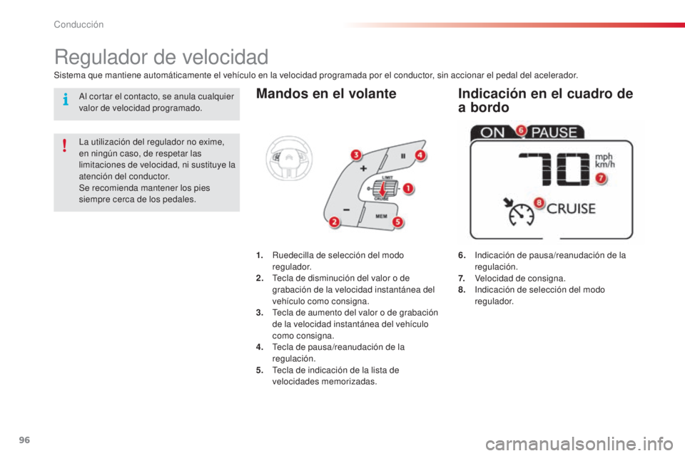 CITROEN C4 CACTUS 2015 Manuales de Empleo (in Spanish) 96
C4_cactus_es_Chap05_conduite_ed02-2014
Mandos en el volante
6. indicación de pausa/reanudación de la
regulación.
7.
V
elocidad de consigna.
8.
i
n
dicación de selección del modo CITROEN C4 CACTUS 2015 Manuales de Empleo (in Spanish) 96
C4_cactus_es_Chap05_conduite_ed02-2014
Mandos en el volante
6. indicación de pausa/reanudación de la
regulación.
7.
V
elocidad de consigna.
8.
i
n
dicación de selección del modo