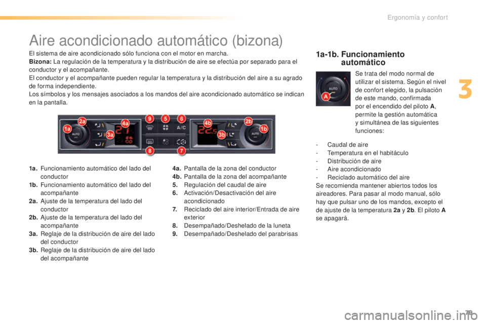 CITROEN C5 2016 Manuales de Empleo (in Spanish) 79
C5_es_Chap03_ergo-et-confort_ed01-2015
aire acondicionado automático (bizona)
el sistema de aire acondicionado sólo funciona con el motor en marcha.
Bizona:
la r egulación de la temperatura y l CITROEN C5 2016 Manuales de Empleo (in Spanish) 79
C5_es_Chap03_ergo-et-confort_ed01-2015
aire acondicionado automático (bizona)
el sistema de aire acondicionado sólo funciona con el motor en marcha.
Bizona:
la r egulación de la temperatura y l