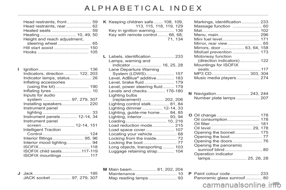 Citroen C4 DAG 2014.5 2.G Owners Manual 329
C4-2_en_Chap14_index-alpha_ed01-2014
Head restraints, front ................... 59
Head restraints, rear .................... 62
Heated
seats
............................... 59
Citroen C4 DAG 2014.5 2.G Owners Manual 329
C4-2_en_Chap14_index-alpha_ed01-2014
Head restraints, front ................... 59
Head restraints, rear .................... 62
Heated
seats
............................... 59