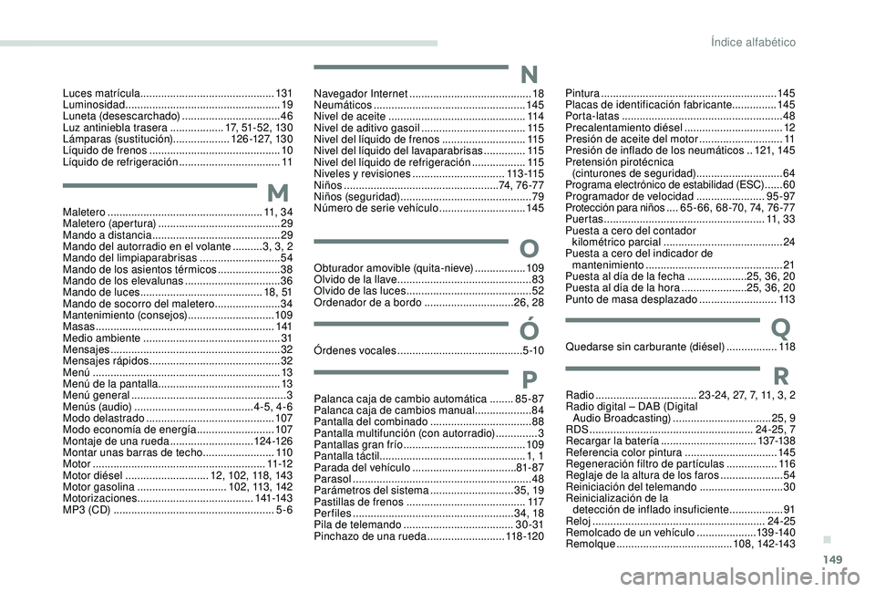 CITROEN C-ELYSÉE 2022 Manuales de Empleo (in Spanish) 149
Luces matrícula .............................................13 1
Luminosidad .................................................... 19
Luneta (desescarchado)
.................................4 CITROEN C-ELYSÉE 2022 Manuales de Empleo (in Spanish) 149
Luces matrícula .............................................13 1
Luminosidad .................................................... 19
Luneta (desescarchado)
.................................4