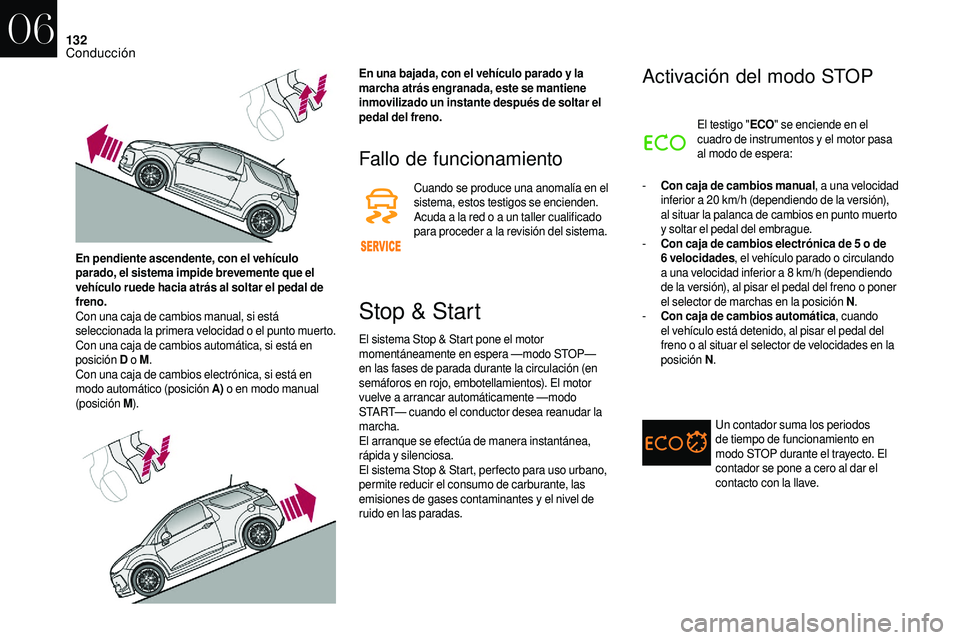 CITROEN DS3 2018 Manuales de Empleo (in Spanish) 132
Fallo de funcionamiento
Cuando se produce una anomalía en el
sistema, estos testigos se encienden.
Acuda a la red o a un taller cualificado
para proceder a
la revisión del sistema.
Stop CITROEN DS3 2018 Manuales de Empleo (in Spanish) 132
Fallo de funcionamiento
Cuando se produce una anomalía en el
sistema, estos testigos se encienden.
Acuda a la red o a un taller cualificado
para proceder a
la revisión del sistema.
Stop