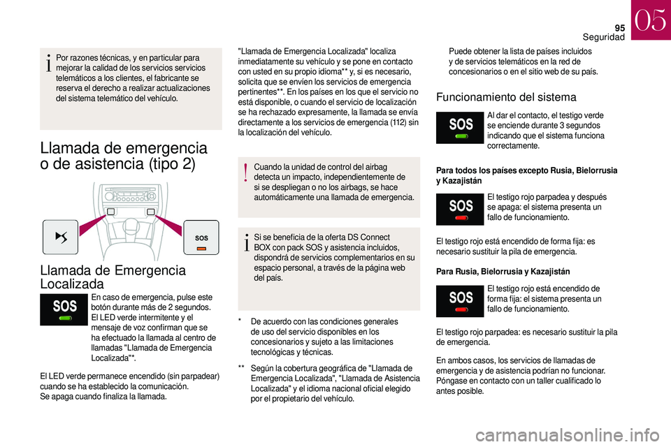 CITROEN DS3 2018 Manuales de Empleo (in Spanish) 95
Por razones técnicas, y en particular para
m ejorar la calidad de los ser vicios ser vicios
telemáticos a
los clientes, el fabricante se
reserva el derecho a
realizar actualizaciones
del CITROEN DS3 2018 Manuales de Empleo (in Spanish) 95
Por razones técnicas, y en particular para
m ejorar la calidad de los ser vicios ser vicios
telemáticos a
los clientes, el fabricante se
reserva el derecho a
realizar actualizaciones
del