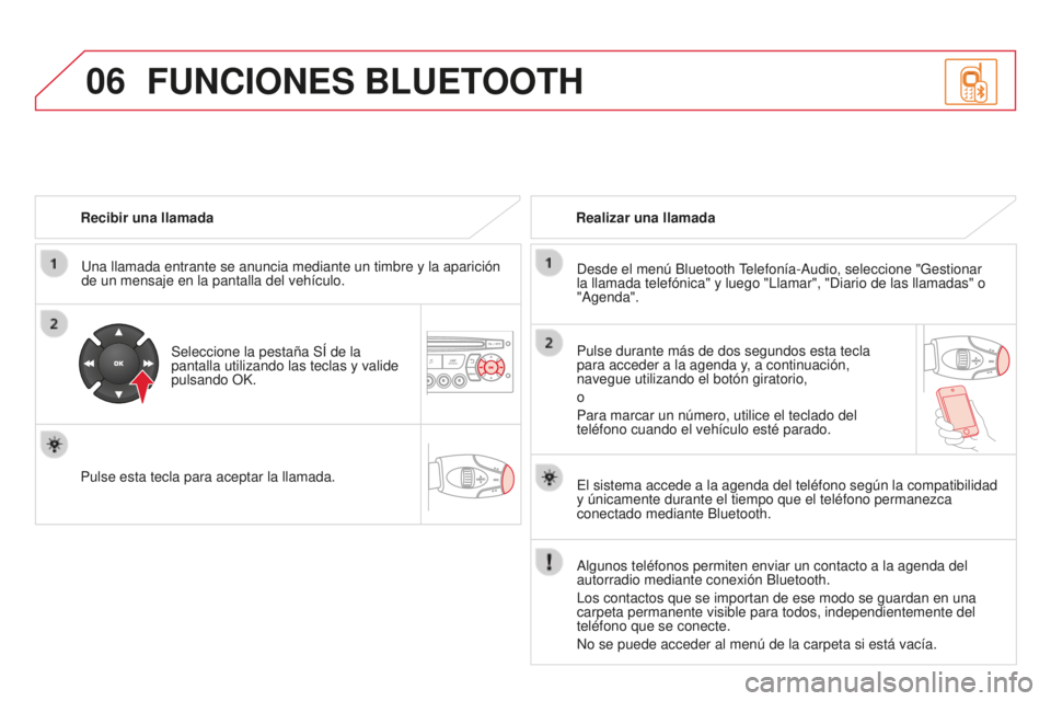 CITROEN DS3 2015 Manuales de Empleo (in Spanish) 06
DS3_es_Chap13c_RD45_ed01_2014
Recibir una llamada
u
na llamada entrante se anuncia mediante un timbre y la aparición
de un mensaje en la pantalla del vehículo.
Seleccione la pestaña S
í de la CITROEN DS3 2015 Manuales de Empleo (in Spanish) 06
DS3_es_Chap13c_RD45_ed01_2014
Recibir una llamada
u
na llamada entrante se anuncia mediante un timbre y la aparición
de un mensaje en la pantalla del vehículo.
Seleccione la pestaña S
í de la