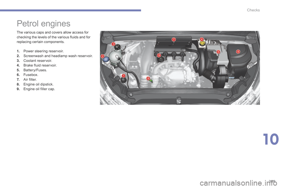 Citroen C4 2014.5 2.G Owners Manual 209
Petrol engines
The various caps and covers allow access for checking  the  levels  of  the  various  fluids  and  for r
eplacing  certain  components.
1.
 P
ower
 Citroen C4 2014.5 2.G Owners Manual 209
Petrol engines
The various caps and covers allow access for checking  the  levels  of  the  various  fluids  and  for r
eplacing  certain  components.
1.
 P
ower
Â