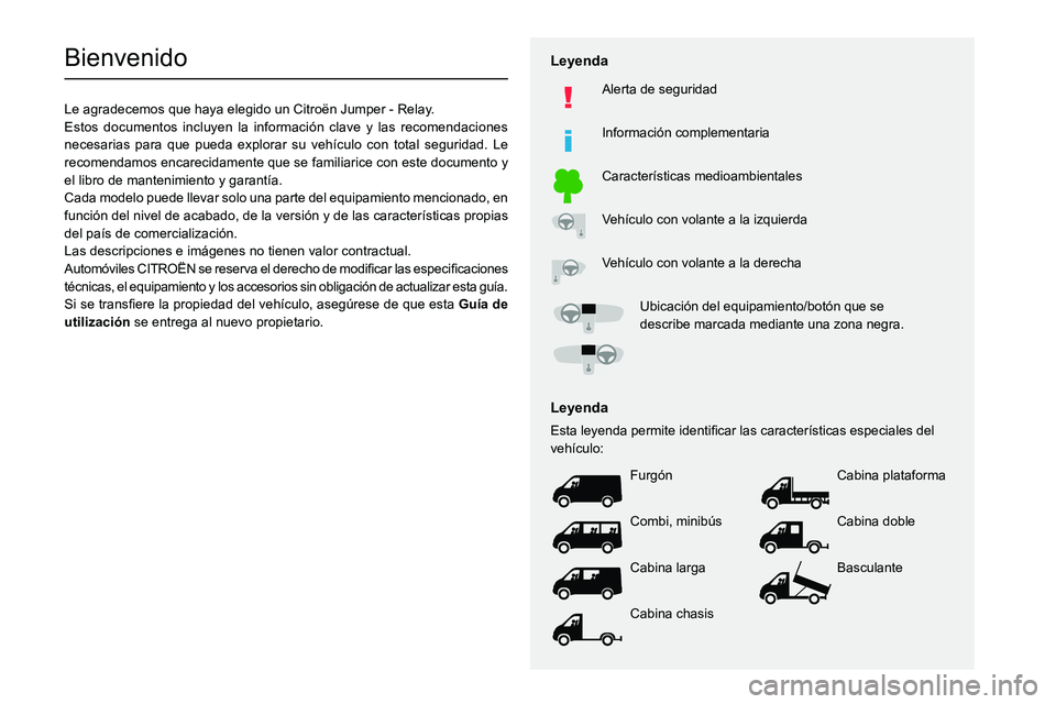 CITROEN JUMPER 2020 Manuales de Empleo (in Spanish)
Bienvenido
Le agradecemos que haya elegido un Citro CITROEN JUMPER 2020 Manuales de Empleo (in Spanish)
Bienvenido
Le agradecemos que haya elegido un Citro