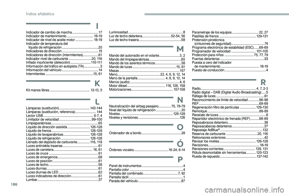 CITROEN JUMPER 2019 Manuales de Empleo (in Spanish) 186
Panel de instrumentos ................................................4
P antalla color ............................................................... 4
P
antalla del combinado
............... CITROEN JUMPER 2019 Manuales de Empleo (in Spanish) 186
Panel de instrumentos ................................................4
P antalla color ............................................................... 4
P
antalla del combinado
...............