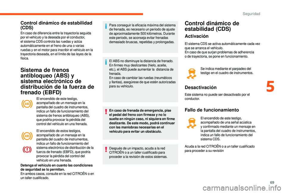 CITROEN JUMPER 2019 Manuales de Empleo (in Spanish) 69
Control dinámico de estabilidad
(CDS)
En caso de diferencia entre la trayectoria seguida
por el vehículo y la deseada por el conductor,
el sistema CDS controla las ruedas y
actúa
automát CITROEN JUMPER 2019 Manuales de Empleo (in Spanish) 69
Control dinámico de estabilidad
(CDS)
En caso de diferencia entre la trayectoria seguida
por el vehículo y la deseada por el conductor,
el sistema CDS controla las ruedas y
actúa
automát