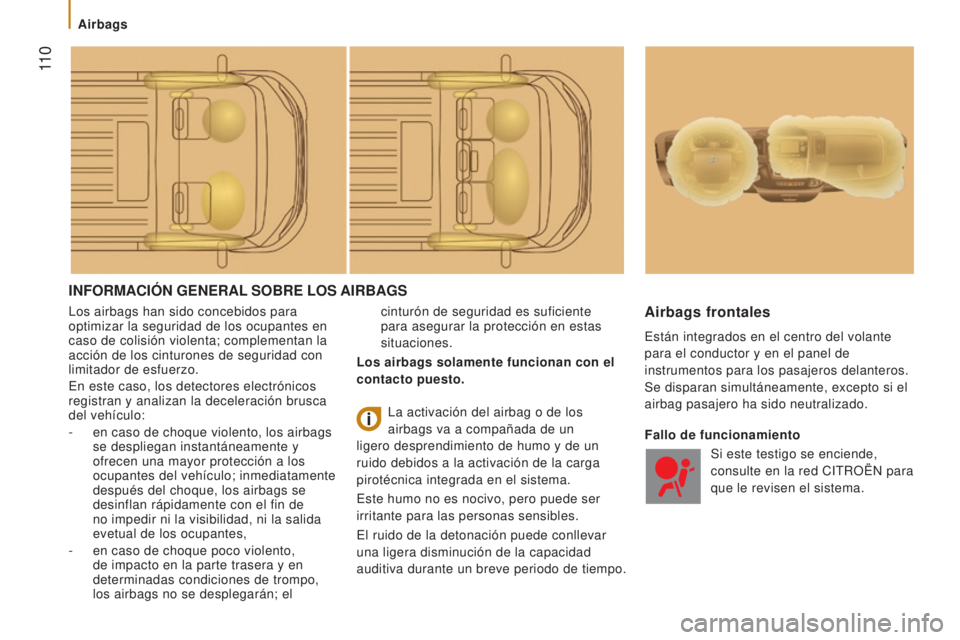 CITROEN JUMPER 2016 Manuales de Empleo (in Spanish) 11 0
jumper_es_Chap05_Securite_ed01-2015
INFORMACIóN GENERAL SOBRE LOS AIRBAGS
Los airbags han sido concebidos para
optimizar la seguridad de los ocupantes en
caso de colisión violenta; comple CITROEN JUMPER 2016 Manuales de Empleo (in Spanish) 11 0
jumper_es_Chap05_Securite_ed01-2015
INFORMACIóN GENERAL SOBRE LOS AIRBAGS
Los airbags han sido concebidos para
optimizar la seguridad de los ocupantes en
caso de colisión violenta; comple