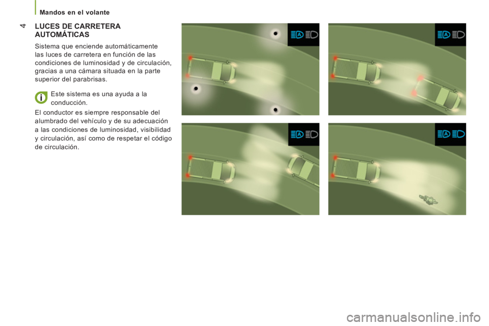 CITROEN JUMPER 2016 Manuales de Empleo (in Spanish) 4
Mandos en el volante
LUCES DE CARRETERA
AUTOMÁTICAS
Sistema que enciende automáticamente
las luces de carretera en función de las
condiciones de luminosidad y de circ CITROEN JUMPER 2016 Manuales de Empleo (in Spanish) 4
Mandos en el volante
LUCES DE CARRETERA
AUTOMÁTICAS
Sistema que enciende automáticamente
las luces de carretera en función de las
condiciones de luminosidad y de circ