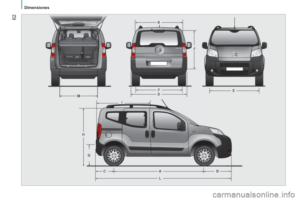 CITROEN NEMO 2013  Manuales de Empleo (in Spanish)  62
 
 
 
Dimensiones  
  