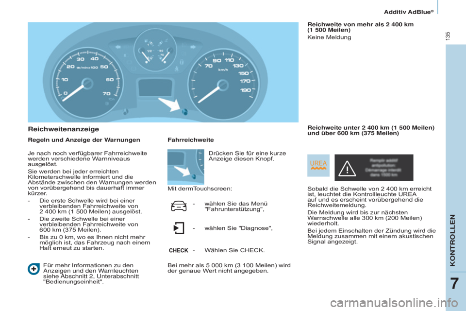 CITROEN BERLINGO ELECTRIC 2017  Betriebsanleitungen (in German) 135
Berlingo-2-VU_de_Chap07_Verification_ed01-2015Berlingo-2-VU_de_Chap07_Verification_ed01-2015
Reichweitenanzeige
Regeln und Anzeige der WarnungenFür mehr Informationen zu den 
a

nzeigen und den W