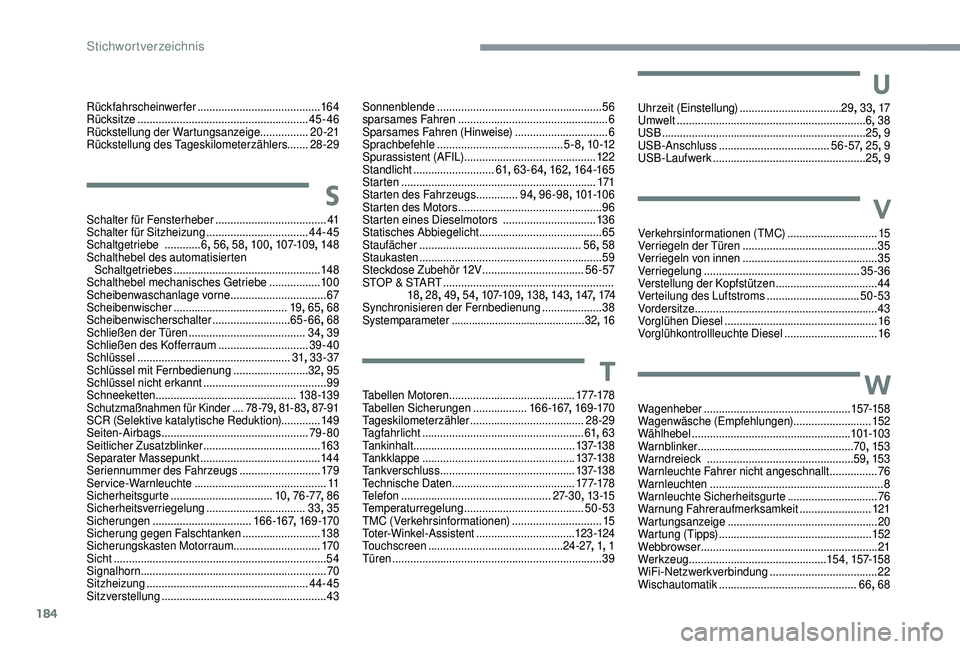 CITROEN C4 CACTUS 2019 Betriebsanleitungen (in German) 184
Rückfahrscheinwerfer ......................................... 16 4
Rücksitze ......................................................... 45-46
Rückstellung der Wartungsanzeige
................ CITROEN C4 CACTUS 2019 Betriebsanleitungen (in German) 184
Rückfahrscheinwerfer ......................................... 16 4
Rücksitze ......................................................... 45-46
Rückstellung der Wartungsanzeige
................