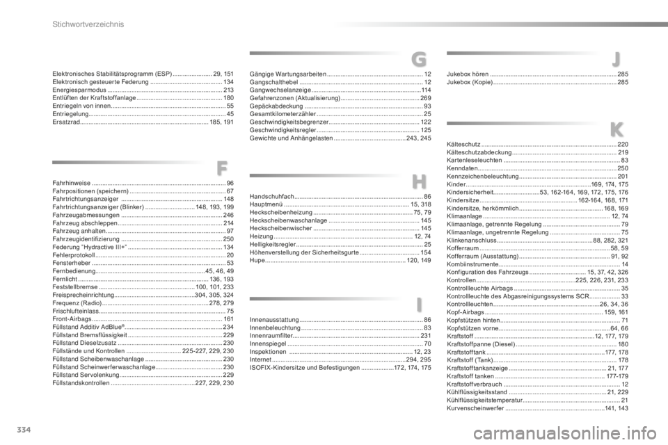 CITROEN C5 2016  Betriebsanleitungen (in German) 334
C5_de_Chap12_index-alpha_ed01-2015
innenausstattung ........................................................................86i
nnenbeleuchtung ....................................................