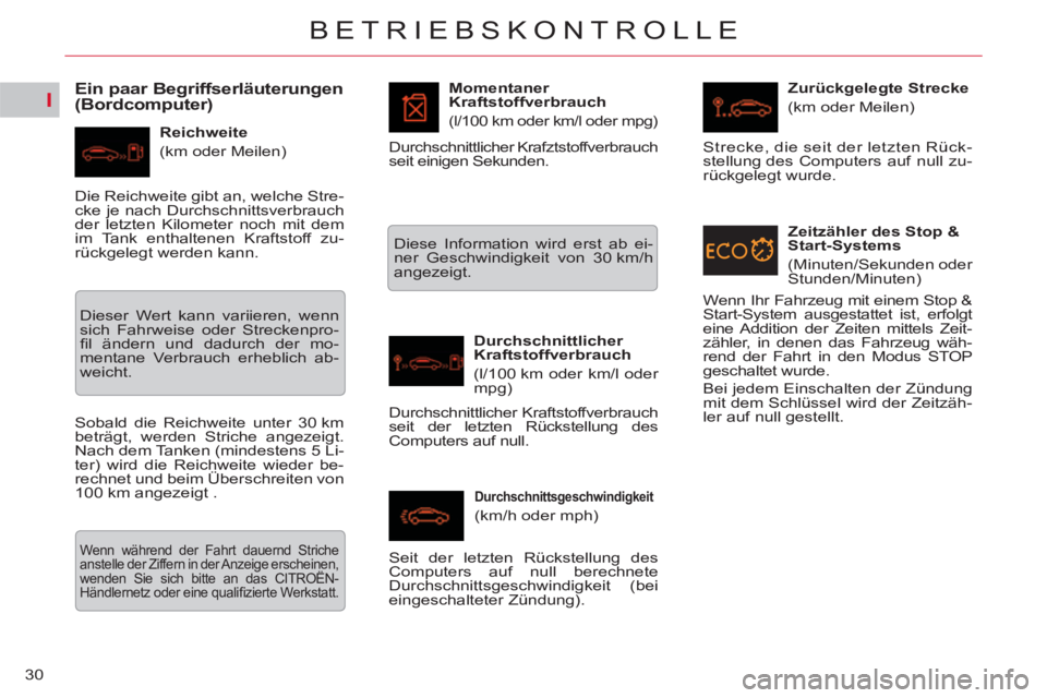 CITROEN C5 2014 Betriebsanleitungen (in German) I
30
BETRIEBSKONTROLLE
Ein paar Begriffserläuterungen
(Bordcomputer)
Reichweite
(km oder Meilen)
Momentaner
Kraftstoffverbrauch (l/100 km oder km/l oder mpg)
Durchs CITROEN C5 2014 Betriebsanleitungen (in German) I
30
BETRIEBSKONTROLLE
Ein paar Begriffserläuterungen
(Bordcomputer)
Reichweite
(km oder Meilen)
Momentaner
Kraftstoffverbrauch (l/100 km oder km/l oder mpg)
Durchs
